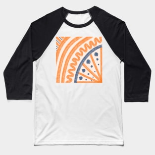 Waves and spots in navy blue and golden caramel Baseball T-Shirt